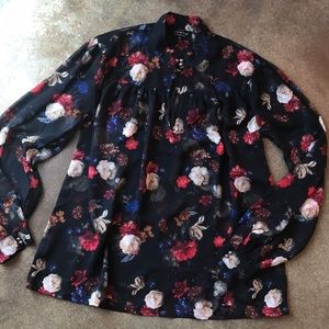 Lucky Brand Sheer Floral Blouse